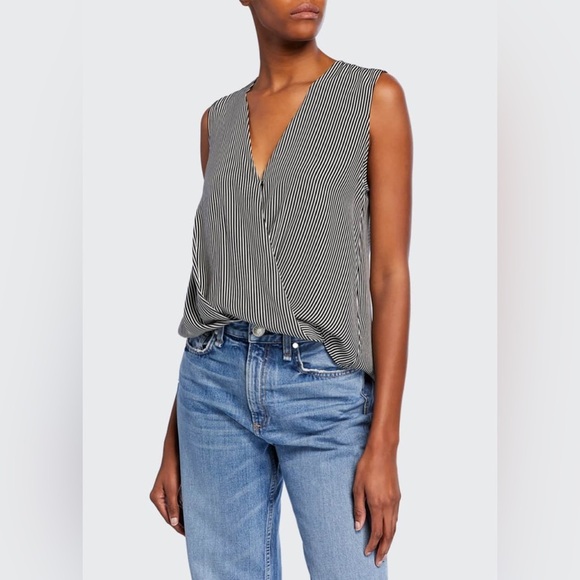 Rag and Bone Victor Silk Blouse in Black White Combo Size XS. - Picture 1 of 12